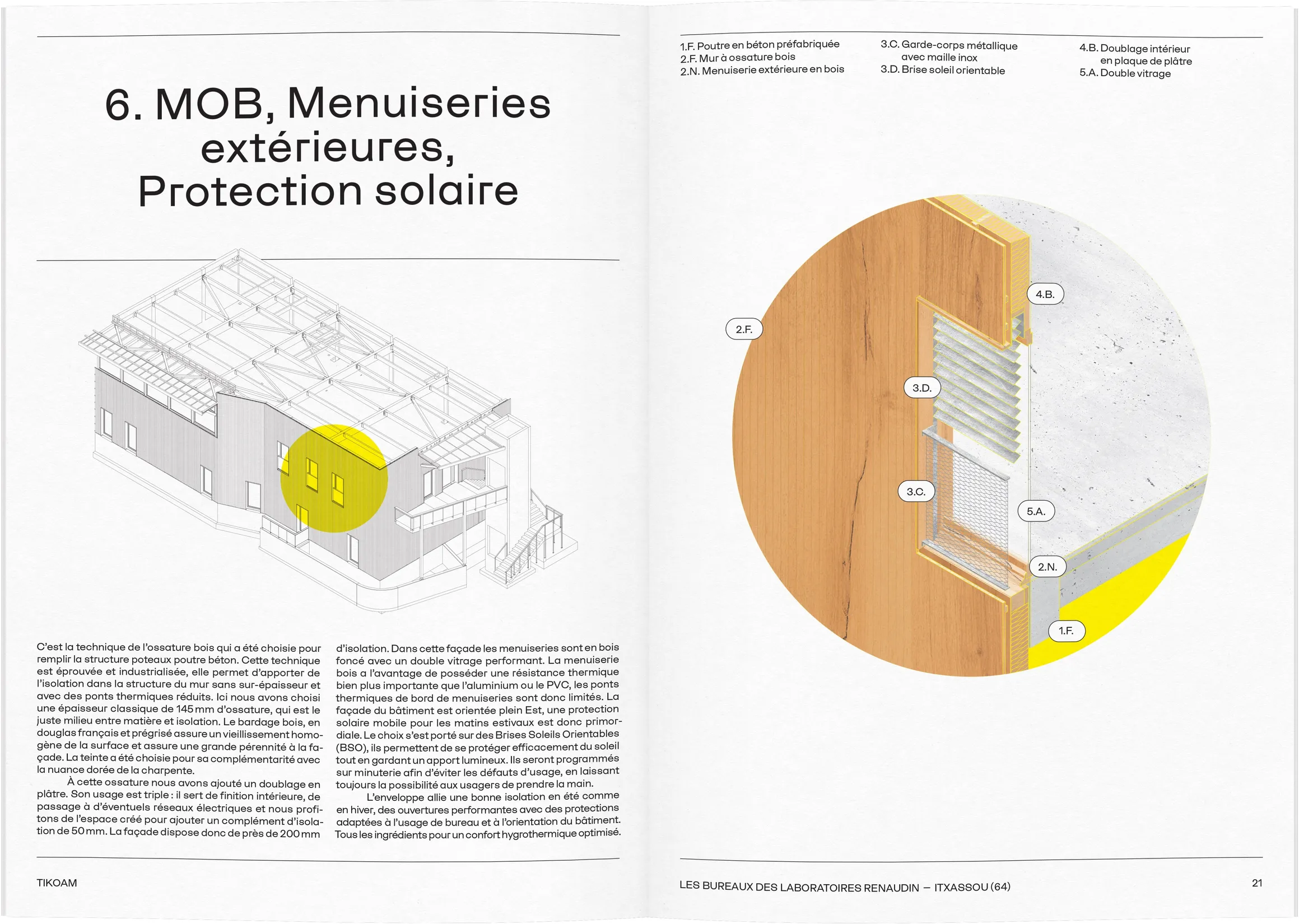 Double page technique Menuiseries extérieures du dossier de presse Renaudin — mise en page print avec schémas et textes techniques, graphiste freelance Toulouse, Occitanie