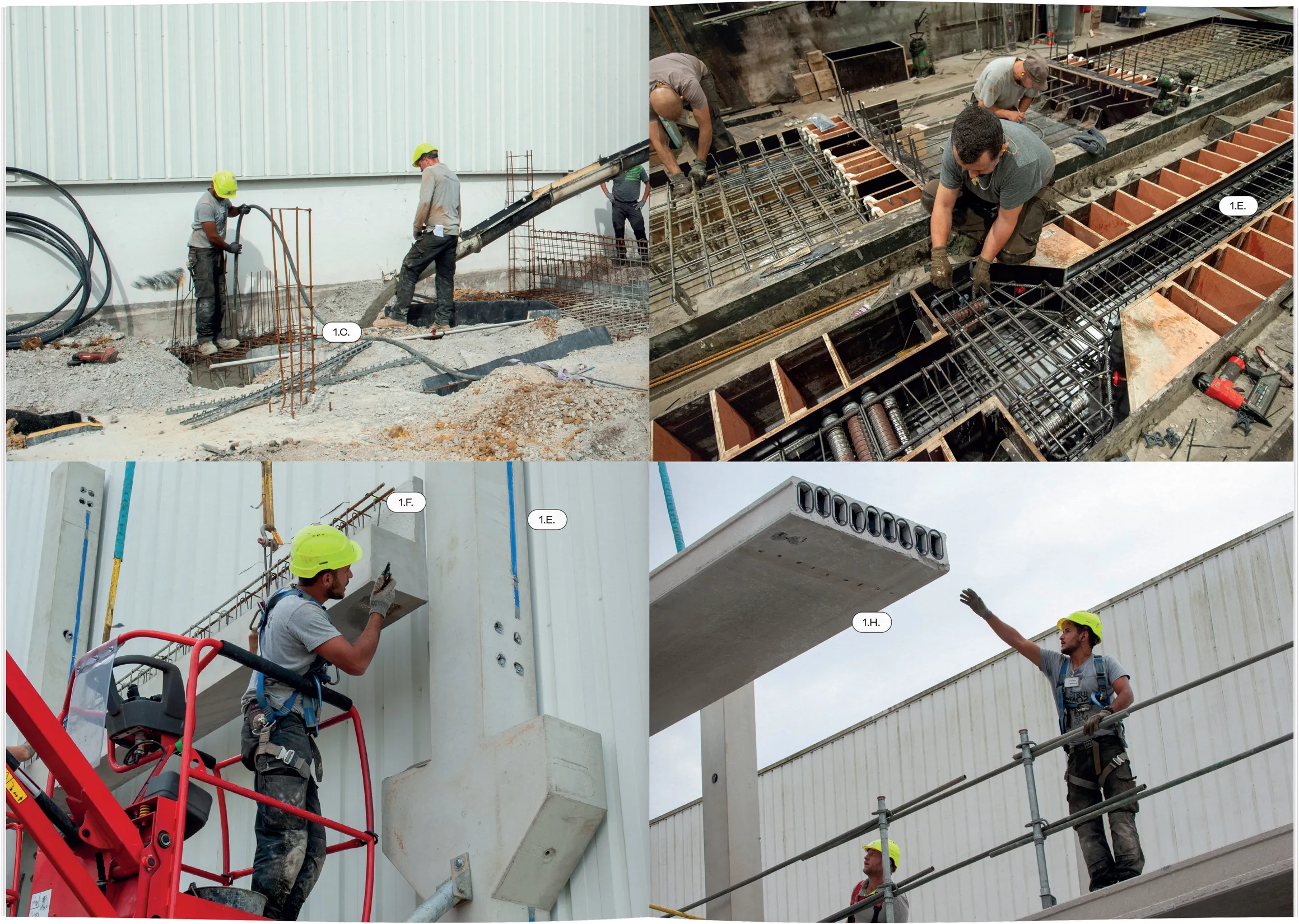 Grille de photographies de chantier des laboratoires Renaudin — mise en page print de dossier de presse pour projet de construction bois, graphiste Occitanie