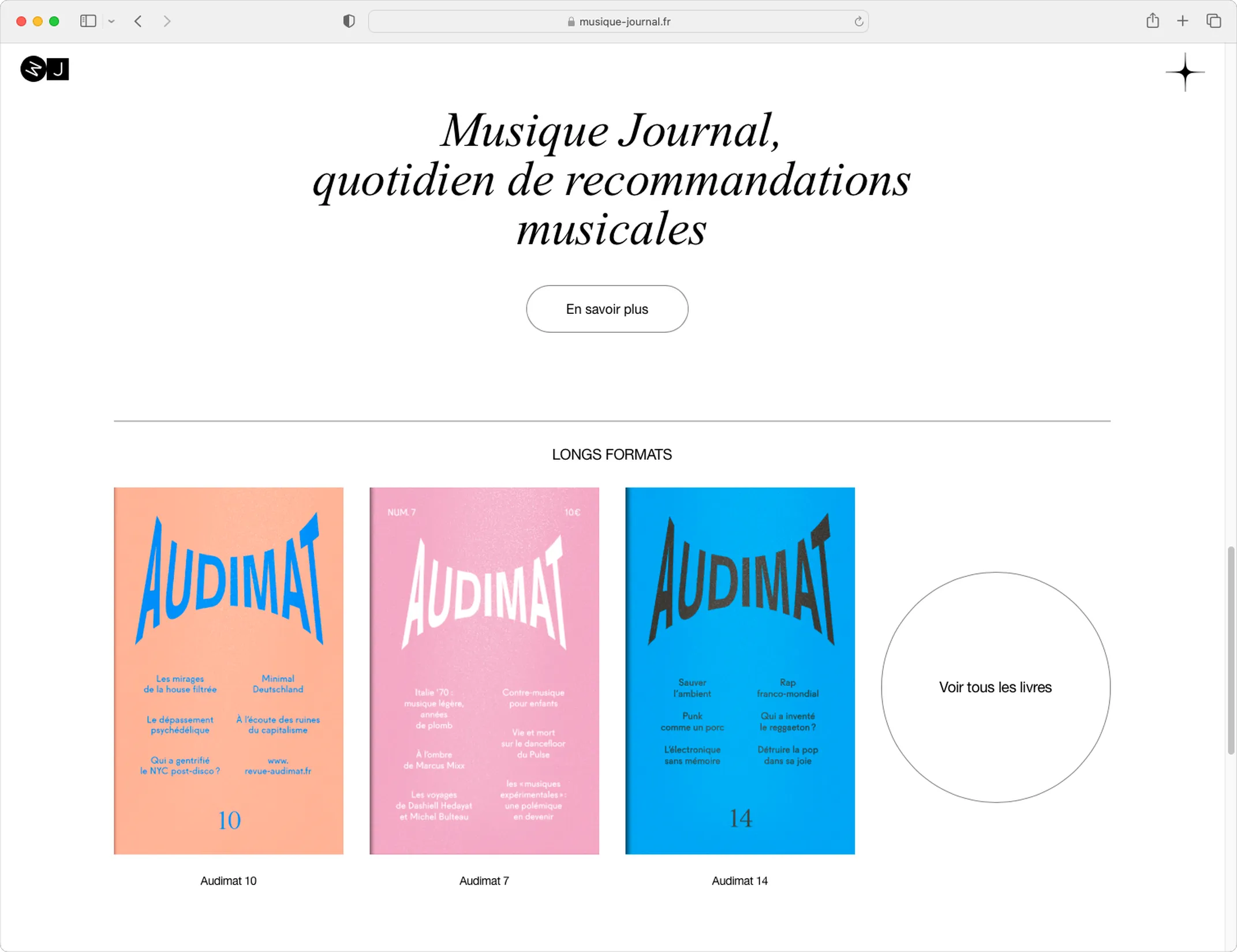 Page d'accueil Musique Journal avec présentation de la revue Audimat — design web pour site de presse musicale, graphiste freelance Toulouse, Occitanie